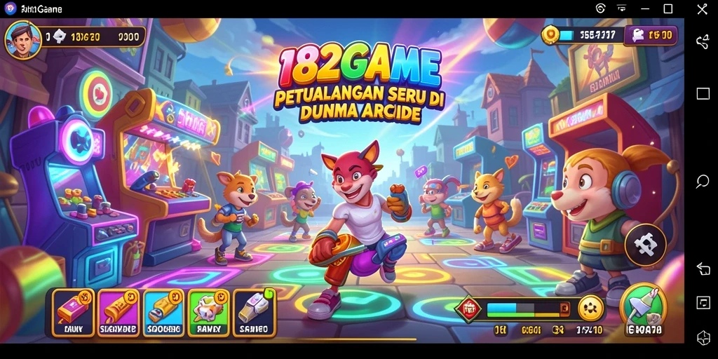Tangkapan layar gameplay seru dari 182GAME yang menampilkan tantangan Arcade.