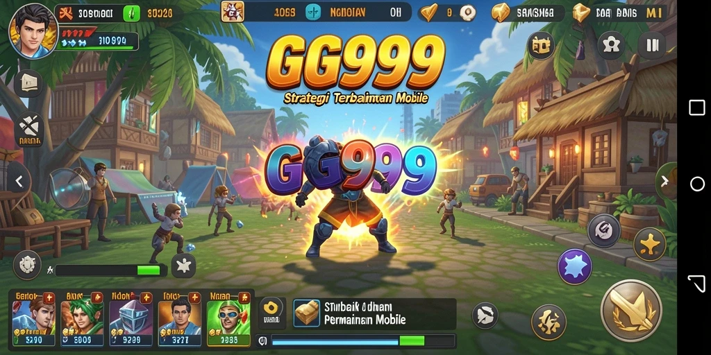 Screenshot utama GG999 menampilkan pertempuran strategi yang intens.