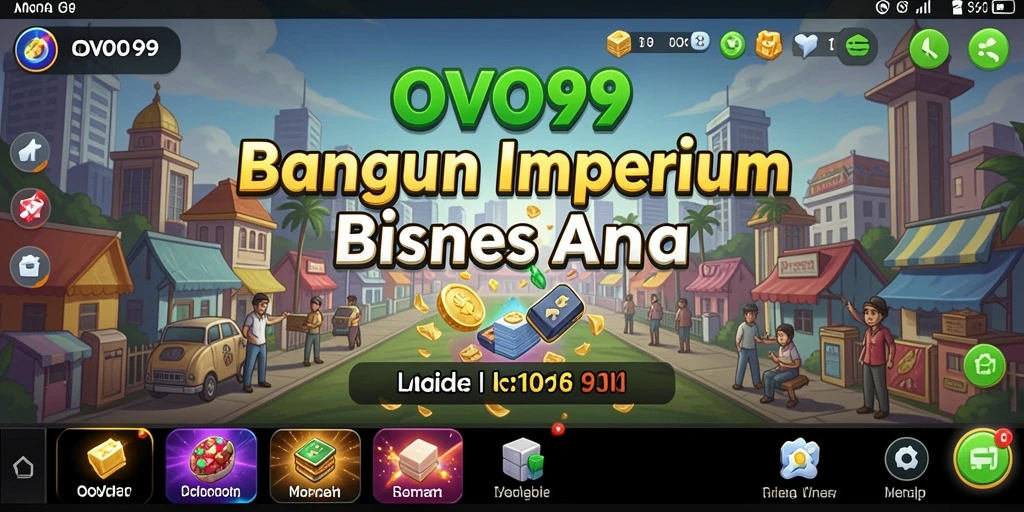 Tampilan gameplay OVO99 menampilkan suasana bisnis yang dinamis dan interaktif.