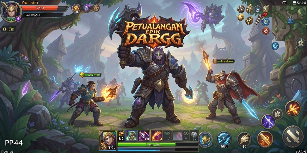 Screenshot dari gameplay PP444 memperlihatkan pertempuran seru dan dunia yang kaya.