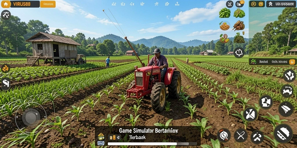 Tampilan gameplay <strong>VIRUS88</strong> yang menarik dan seru saat bertani.