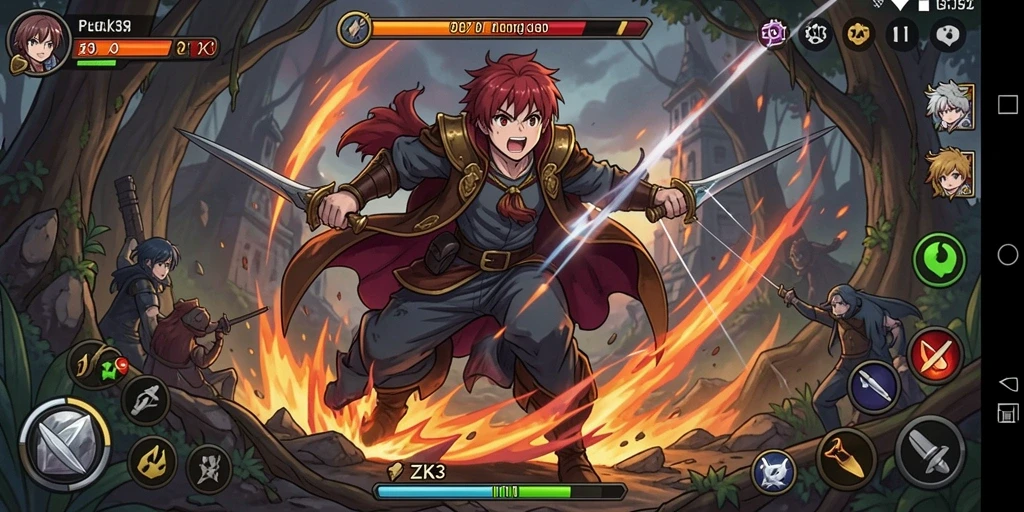 Tampilan gameplay menegangkan dengan karakter Anime yang dinamis.